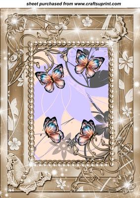 Beige and Blue Framed Floral Butterfly Topper 1