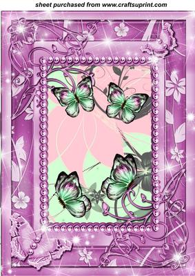 Pink and Green Framed Floral Butterfly Topper 1