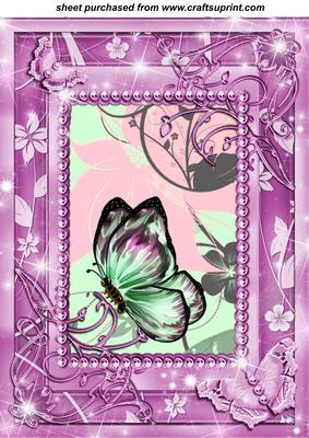 Pink and Green Framed Floral Butterfly Topper 2
