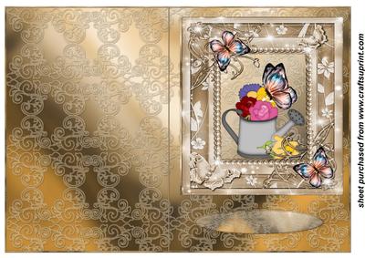 Gold and Bronze Framed Floral Butterfly Card Front