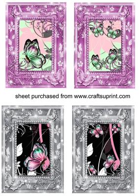 4 Framed Floral Butterfly Toppers 2