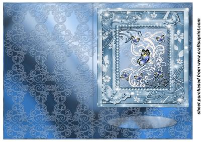 Blue Butterfly Cut and Fold Card