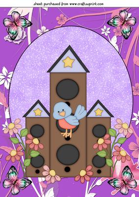 Purple Sweet Bird and Butterfly Topper