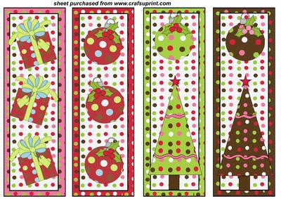 4 Festive Spotty Christmas Bookmarks