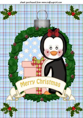Christmas Wreath Penguin Topper 1