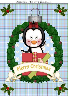 Christmas Wreath Penguin Topper 2