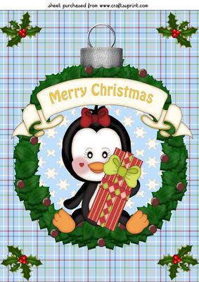 Christmas Wreath Penguin Topper 4