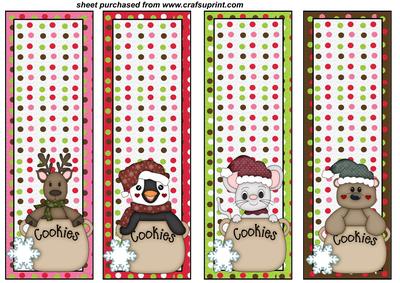 4 Spotty Christmas Cookie Critter Bookmarks