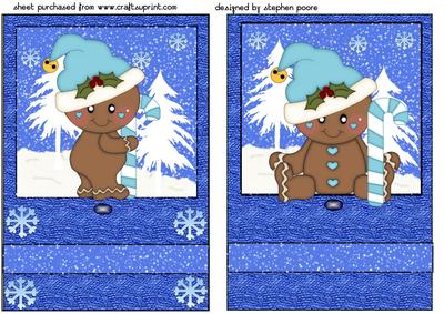 2 Blue Christmas Gingerbread Card Fronts 2