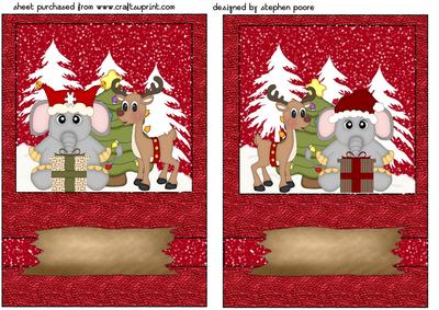2 Red Christmas Critters Card Fronts