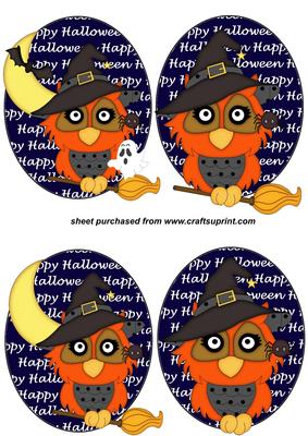 4 Halloween Owls Toppers