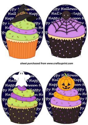 4 Halloween Cupcake Toppers
