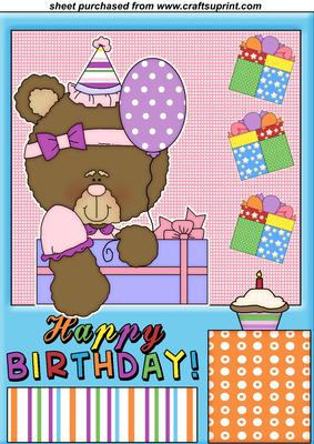 Birthday Girl Bear Topper 1