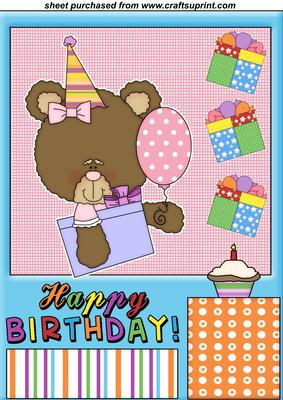 Birthday Girl Bear Topper 2
