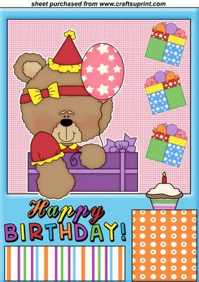 Birthday Girl Bear Topper 3