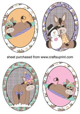 4 Winter Donkey Oval Toppers