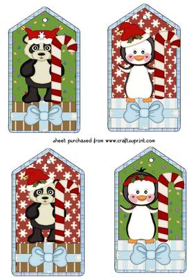 4 Assorted Christmas Critter Tag Toppers