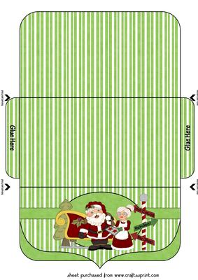 Green Santa Christmas Money/voucher Wallet 1
