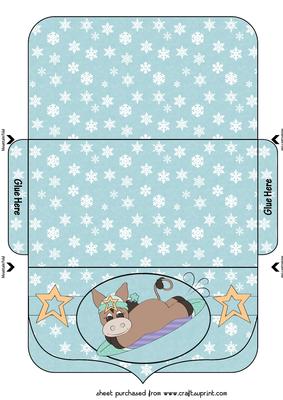 Blue Christmas Donkey Money/voucher Wallet 4