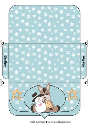 Blue Christmas Donkey Money/voucher Wallet 5