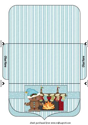 Blue Gingerbread Fireplace Christmas Money/voucher Wallet 3