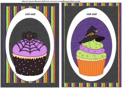 2 Halloween Cupcake Dangler Card Fronts 1