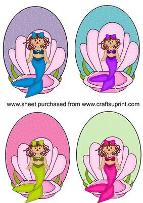4 Oval Mermaid Toppers