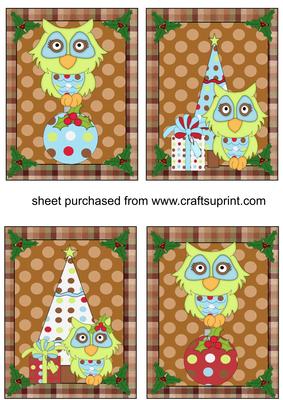 4 Christmas Owls Toppers(ging)