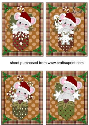 4 Christmas Pocket Mouse Toppers(ging)
