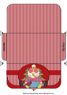 Red Cure Christmas Snowman Money/voucher Wallet 2