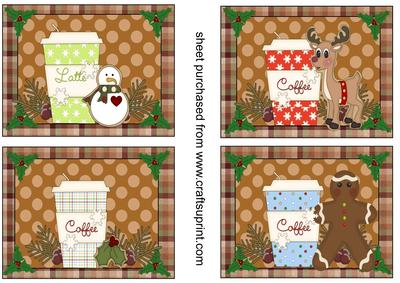 4 Christmas Coffee Toppers(ging)