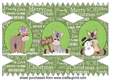Green Winter Donkey Christmas Cracker Card