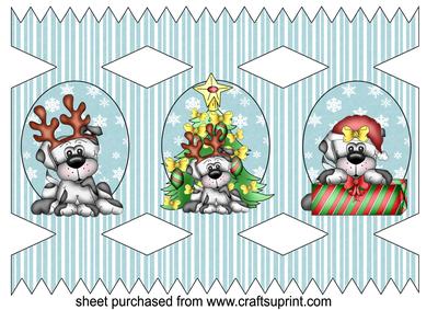 Blue Christmas Puppy Cracker Card