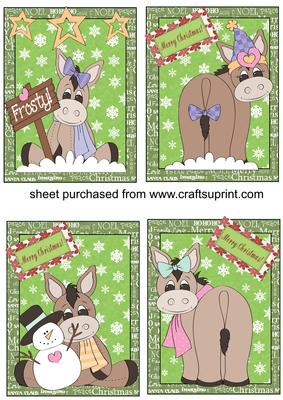 4 Green Christmas Donkey Toppers