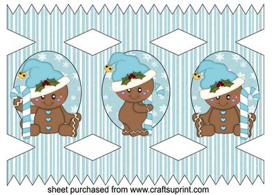 Blue Gingerbread Christmas Cracker Card