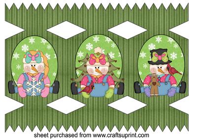 Green Christmas Cracker Snowman Cracker Card