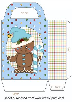 Blue Christmas Gingerbread Gift Bag 1