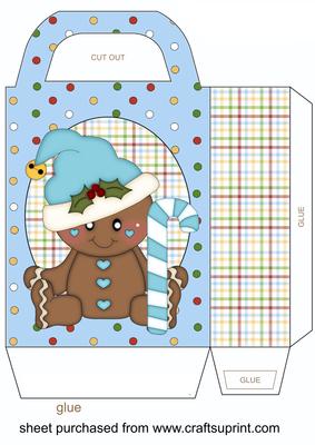 Blue Christmas Gingerbread Gift Bag 4