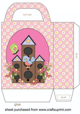 Pink Floral Bird Gift Bag