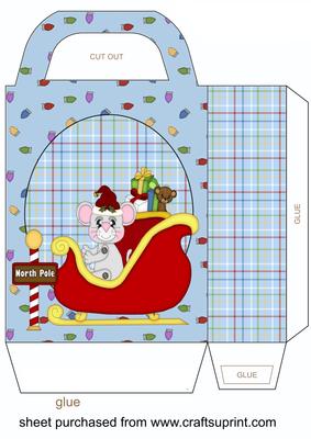 Blue Christmas Mouse Gift Bag 1