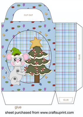 Blue Christmas Mouse Gift Bag 2