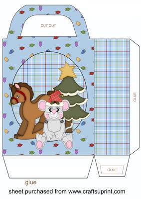 Blue Christmas Mouse Gift Bag 3