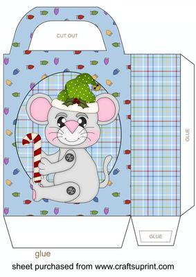 Blue Christmas Mouse Gift Bag 4