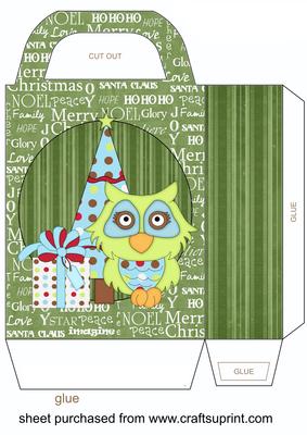 Green Christmas Owl Gift Bag 2