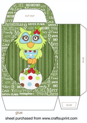 Green Christmas Owl Gift Bag 3