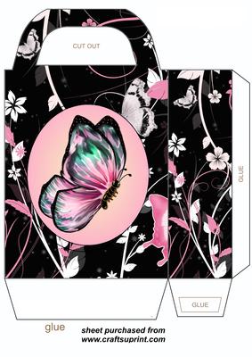 Black and Pink Butterfly Gift Bag
