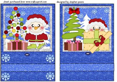 2 Blue Santa Snowman Card Fronts