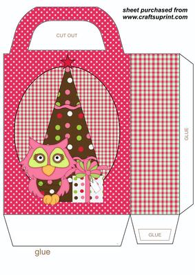 Pink Owl Christmas Gift Bag 1