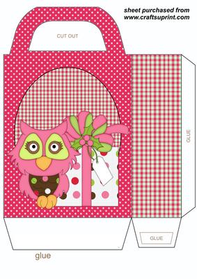 Pink Christmas Owl Gift Bag 3