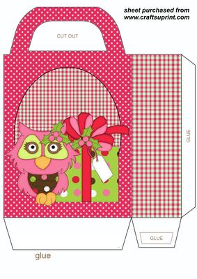 Pink Christmas Owl Gift Bag 4